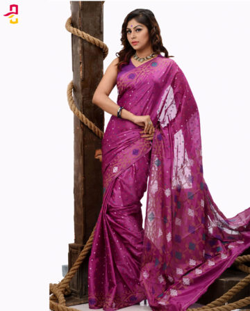 Pure Soft Silk Jamdani Tangail Saree HHS-470