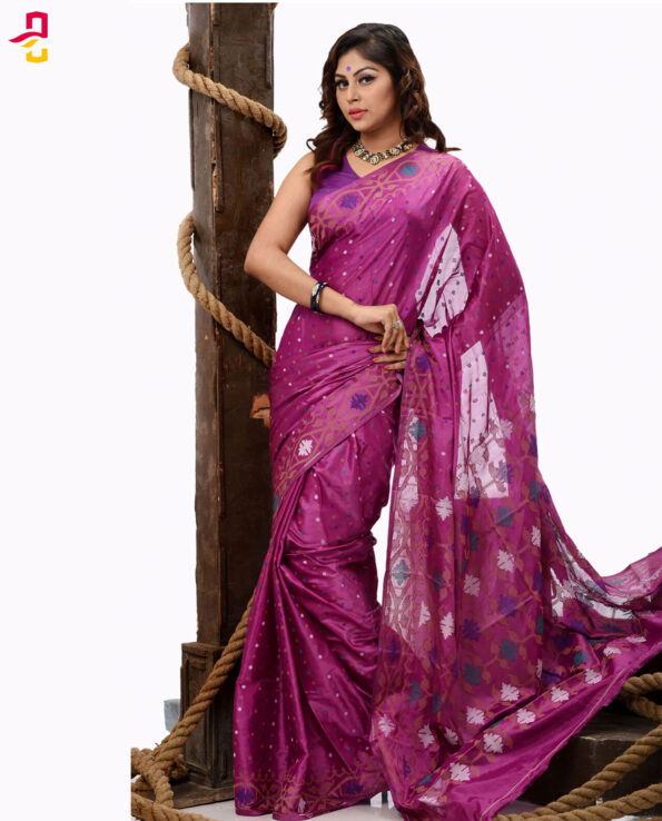 Pure Soft Silk Jamdani Tangail Saree HHS-470