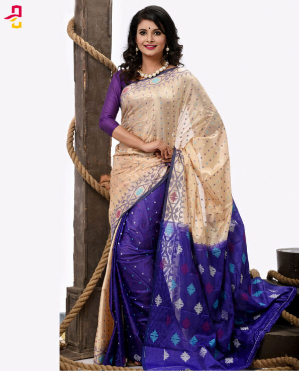 Pure Soft Silk Jamdani Tangail Saree (সিল্ক জামদানি শাড়ি) HHS-477