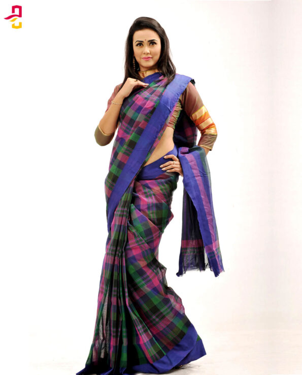 Pure Cotton Grameen Check Tangail Sari (সুতি শাড়ি) HHS-517