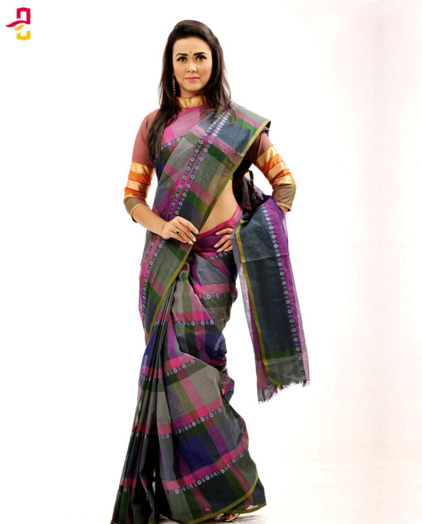Pure Cotton Grameen Check Tangail Sari (সুতি শাড়ি) HHS-519