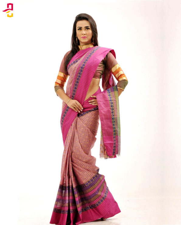 Pure Cotton Check Tangail Sari (চেক সুতি শাড়ি) HHS-522