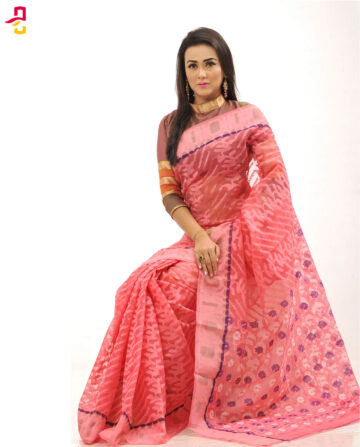 Dutari Silk Jamdani Tangail Sari (সিল্ক জামদানি শাড়ি) HHS-523