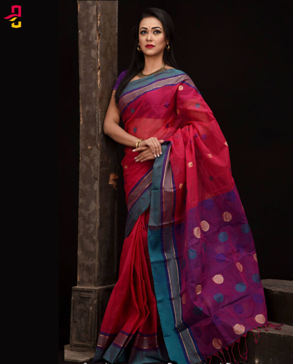 Baluchari Soft Cotton Tangail Saree (বালুচরি সুতি শাড়ি) HHS-535