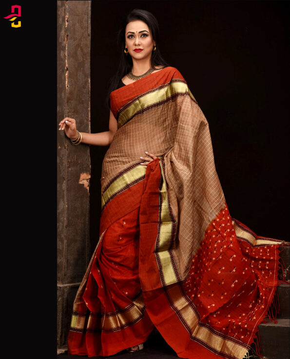 Mercerized Cotton Tangail Saree (সুতি শাড়ি) HHS-543