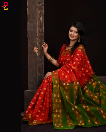 Pure Silk Two Yarn Jamdani Tangail Saree (পিউর সিল্ক শাড়ি) HHS-560