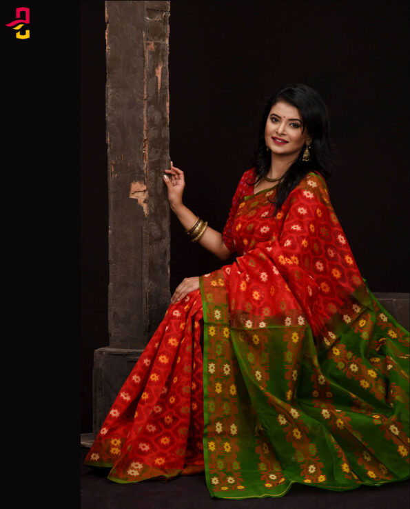 Pure Silk Two Yarn Jamdani Tangail Saree (পিউর সিল্ক শাড়ি) HHS-560