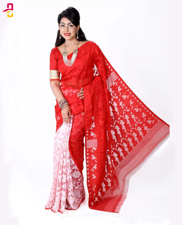 Moslin Silk Jamdani Saree HRB-144