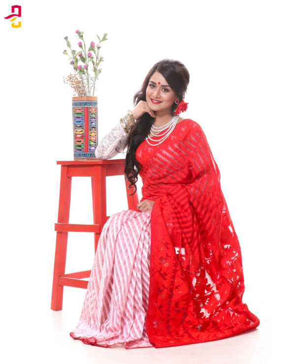 Muslin Silk Jamdani Tangail Saree HRB-183