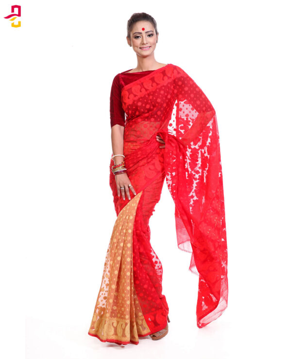 Muslin Silk Jamdani Tangail Saree HRB-187